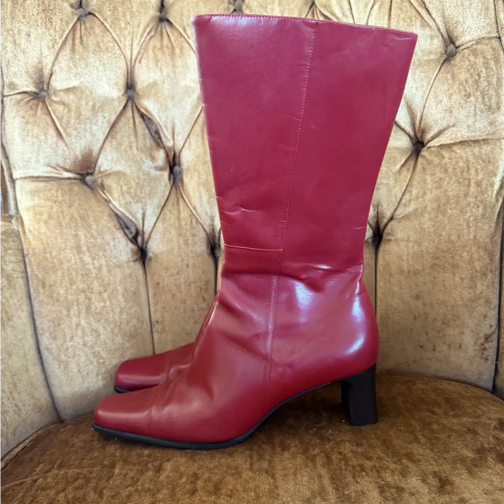 Vintage Italian red leather boots
